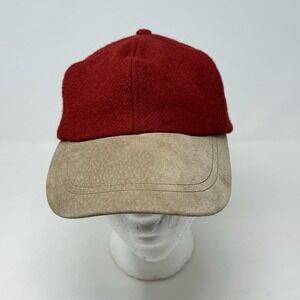Vintage Stetson Country Red Strapback Hat‎ Made in USA Wool Leather Strap